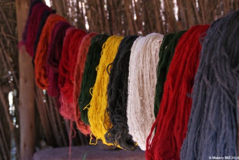 Freshly dyed colourful yarns